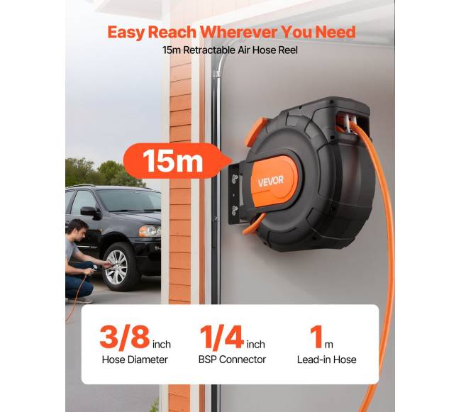 Ištraukiama oro žarnos ritė, 15 m, 300 PSI1