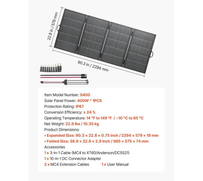 Sulankstomas 400W saulės baterijų skydelis6