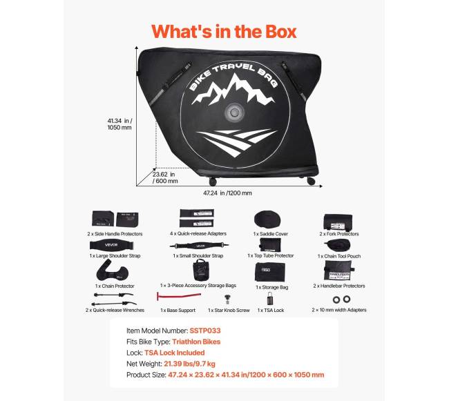 Triatlono dviračių kelioninis krepšys su TSA užraktu6