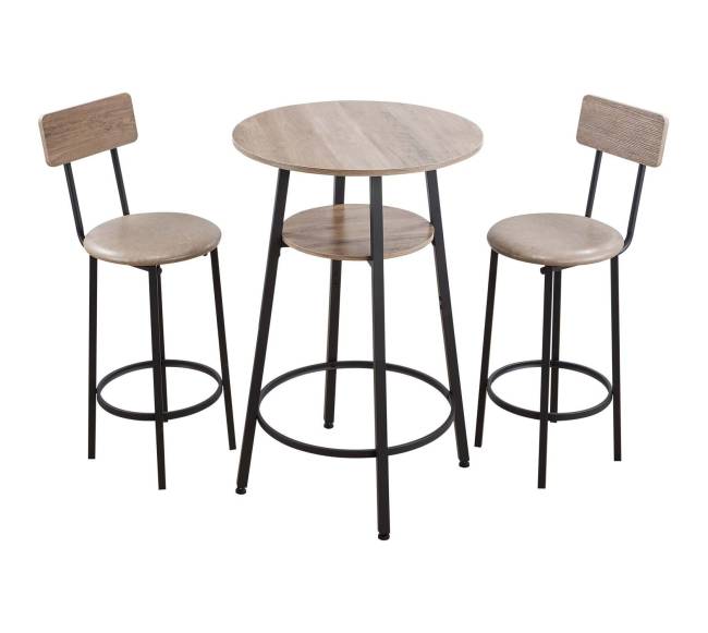 Baro stalas ir kėdės, 3 dalių rinkinys, šviesiai pilka8