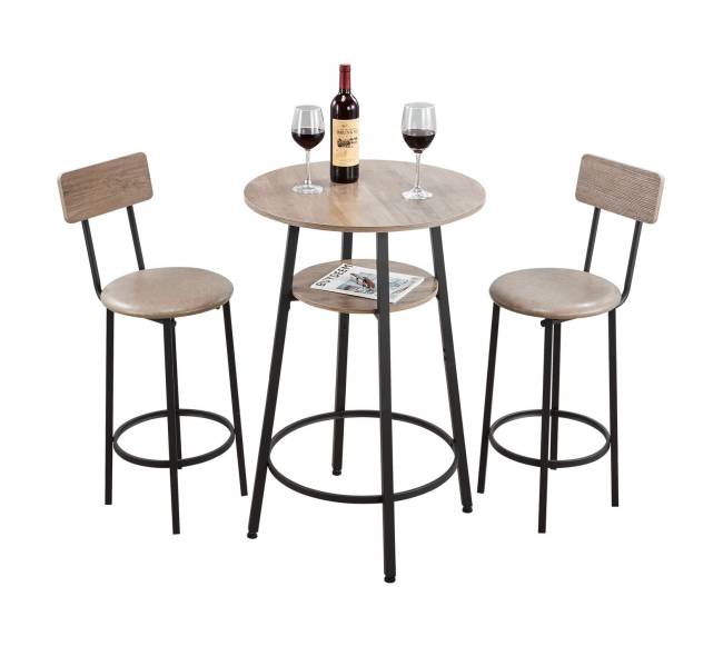 Baro stalas ir kėdės, 3 dalių rinkinys, šviesiai pilka10