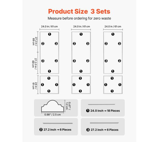 Sieninė apdaila 3 vnt., polistirolas, lengvai montuojama1