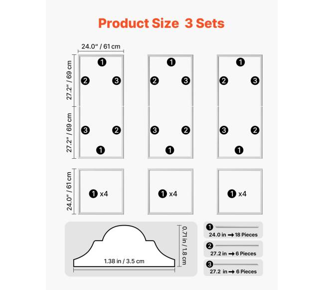 Sieninės liejinys 3 dalių rinkinys, baltas1