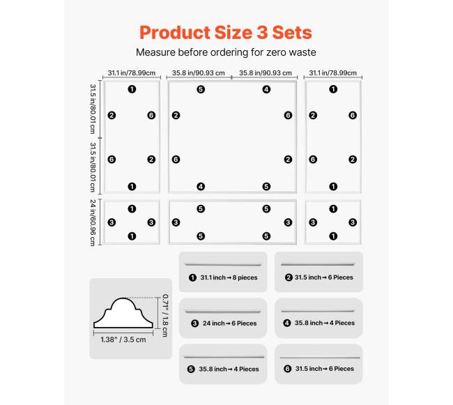 Sienų lipdiniai, 3 komplektai, dažomi polistirenai1