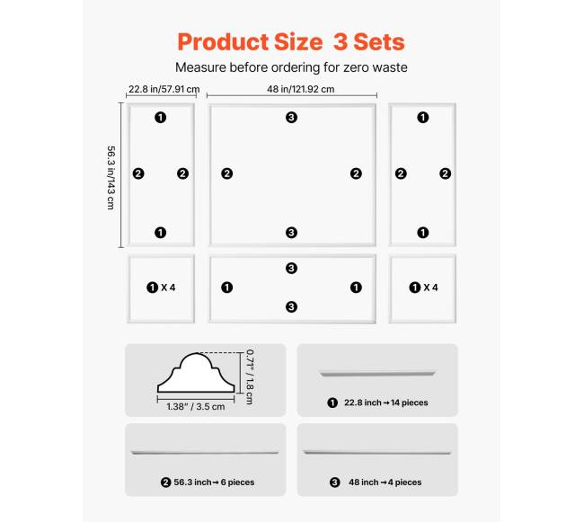 Sieninės liejimo plokštės 3 vnt., polistirolas1