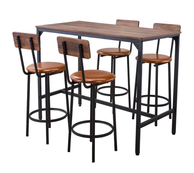 Baro stalo ir kėdžių komplektas, juodos spalvos0