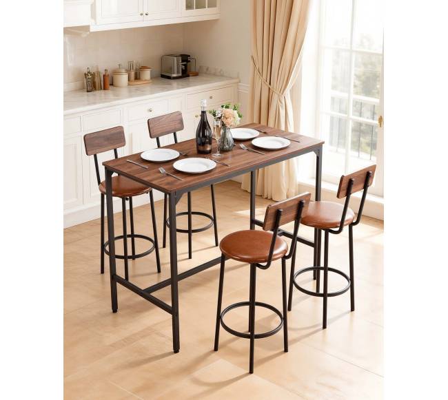 Baro stalo ir kėdžių komplektas, juodos spalvos1