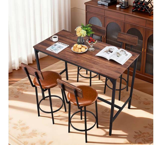 Baro stalo ir kėdžių komplektas, juodos spalvos7