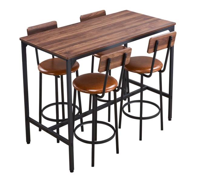 Baro stalo ir kėdžių komplektas, juodos spalvos8