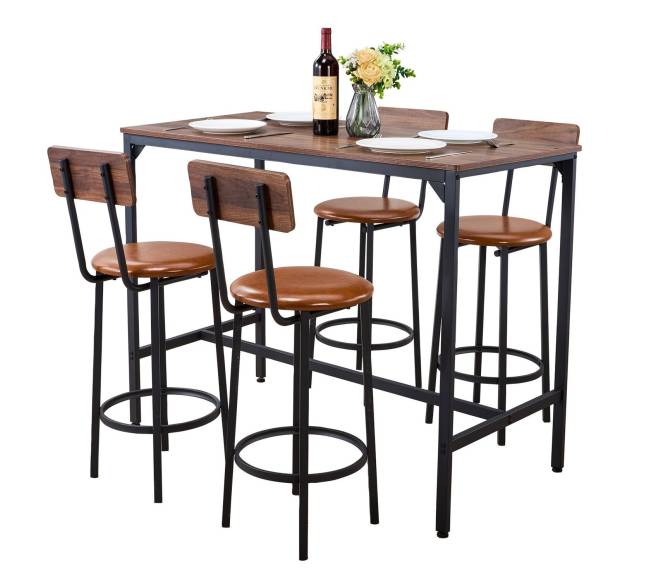 Baro stalo ir kėdžių komplektas, juodos spalvos9