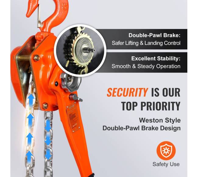 Rankinis svirtinis grandininis keltuvas 3 t, 20 pėdų2
