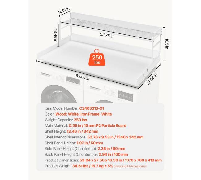 Skalbyklės džiovyklės stalviršis su lentyna, 137cmx69cm6