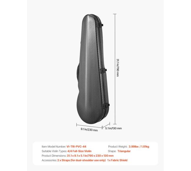 Nešiojamas kompozitinis smuiko dėklas 44 dydžio6