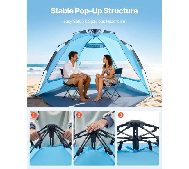 Paplūdimio palapinė 4 asmenims, UV apsauga2