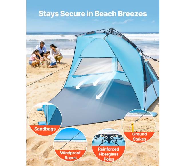 Paplūdimio palapinė 4 asmenims, UV apsauga3