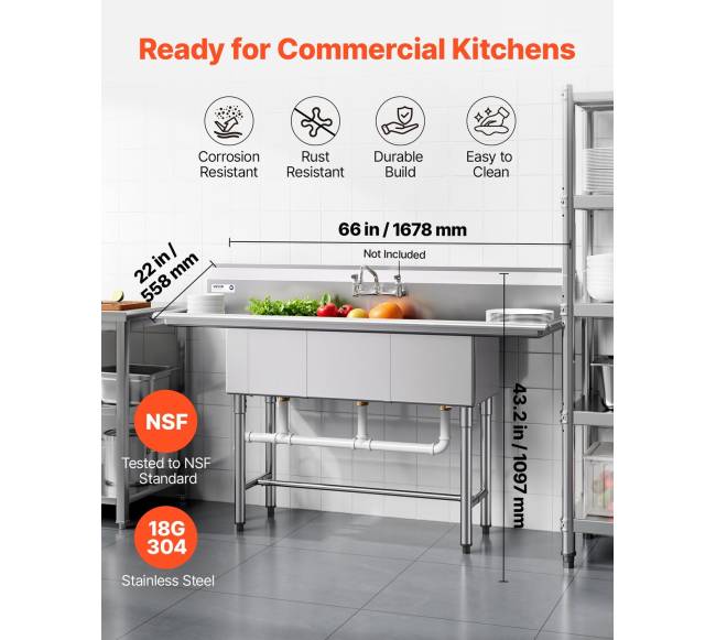 Plieninė 3 skyrlių praustuvė su nutekamomis lentynomis1