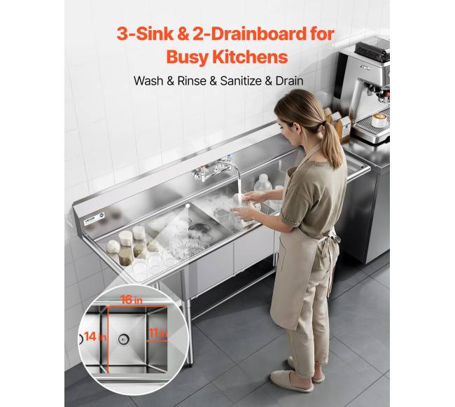 Plieninė 3 skyrlių praustuvė su nutekamomis lentynomis2