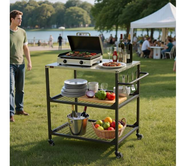 Lauko grilio staliukas su ratukais7