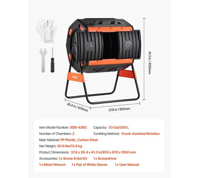 200L dviejų kamerų lauko komposteris su aeracija6