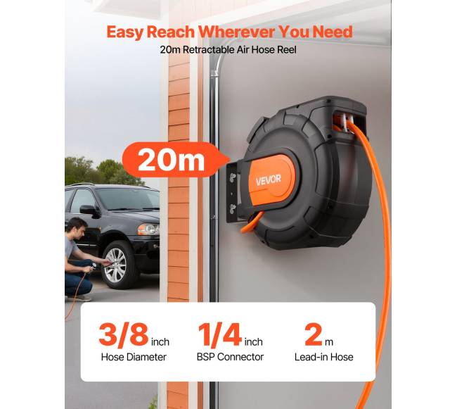 Ištraukiamas oro žarnos ritė 20 m x 9.5 mm1