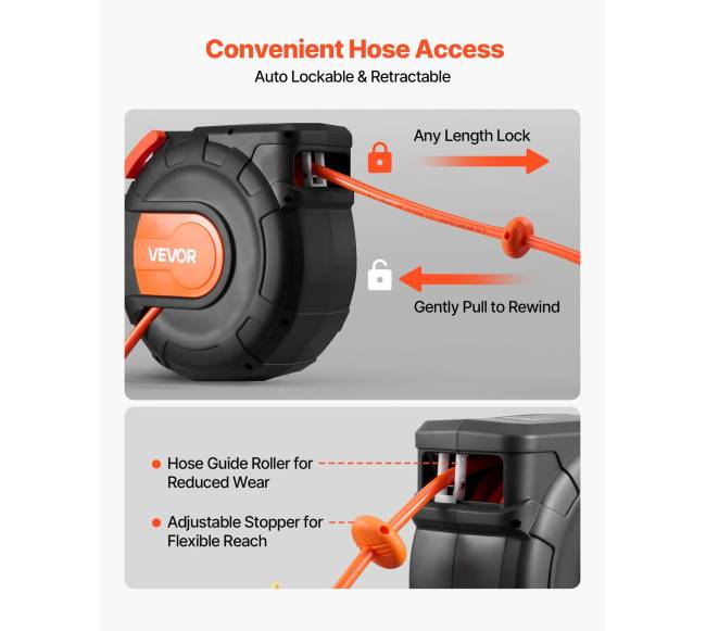 Ištraukiamas oro žarnos ritė 30m x 9.5mm2