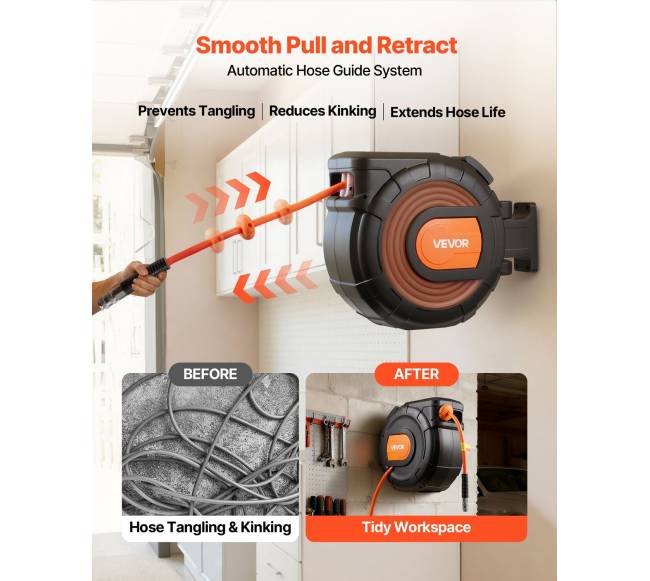 Ištraukiamas oro žarnos ritė 30m x 9.5mm3