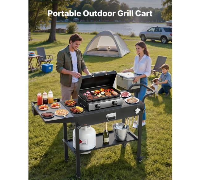 Lauko grilio vežimėlis su šoniniu stalu1