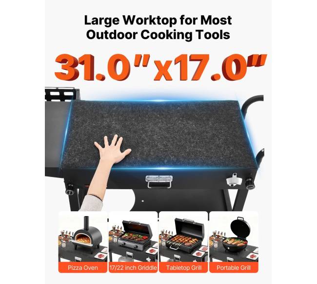 Lauko grilio vežimėlis su šoniniu stalu3