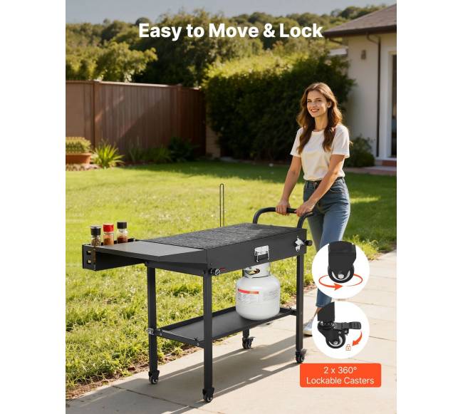 Lauko grilio vežimėlis su šoniniu stalu6