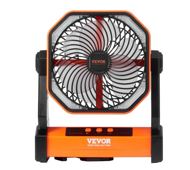 Įkraunamas nešiojamas ventiliatorius su LED žibintu0