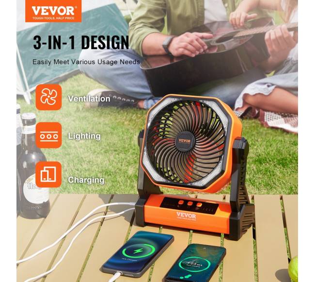 Įkraunamas nešiojamas ventiliatorius su LED žibintu1