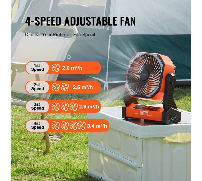 Įkraunamas nešiojamas ventiliatorius su LED žibintu2