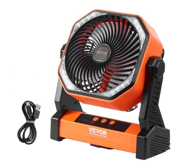 Įkraunamas nešiojamas ventiliatorius su LED žibintu8