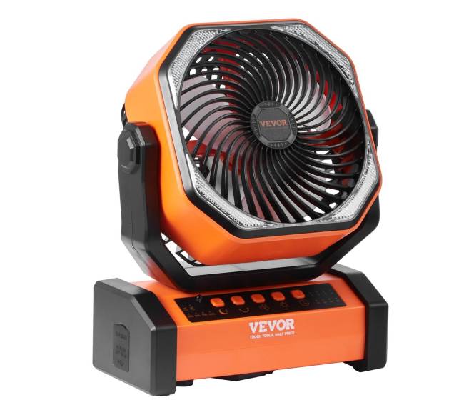 Įkraunamas nešiojamas ventiliatorius su LED žibintu9