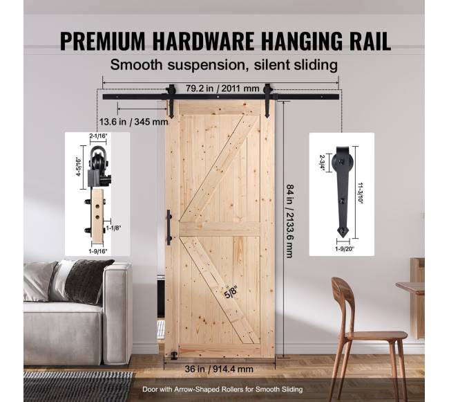 Stumdomų durų komplektas 91 cm x 213 cm3