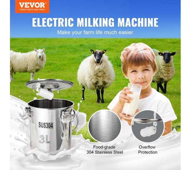 Ožkų melžimo aparatas 3 L nerūdijojo plieno kibiras1