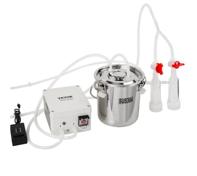 Ožkų melžimo aparatas 3 L nerūdijojo plieno kibiras10