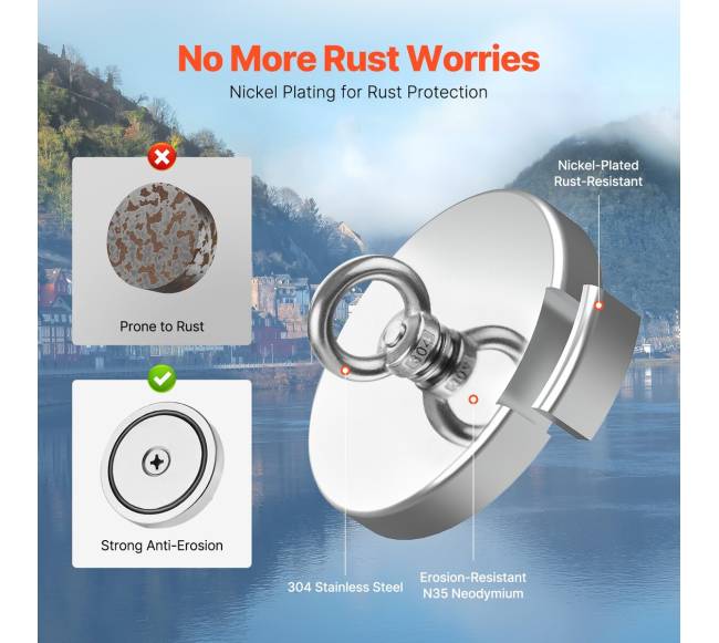 Galingas neodimio žvejybos magnetas 454 kg3