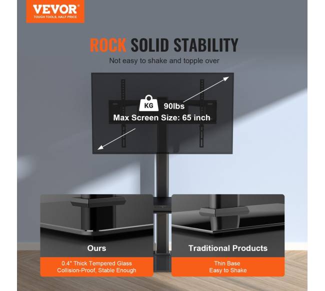 Reguliuojamas TV stovas su pasukama atrama1