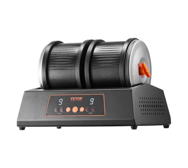 Akmenų poliravimo mašina su dviem būgnais0