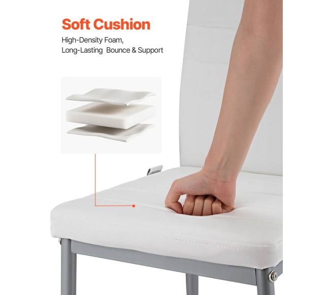 Baltos valgomojo kėdės su paminkštinimu, 6 vnt.4