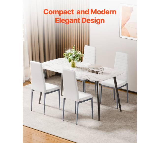 Baltos valgomojo kėdės su paminkštinimu, 6 vnt.5