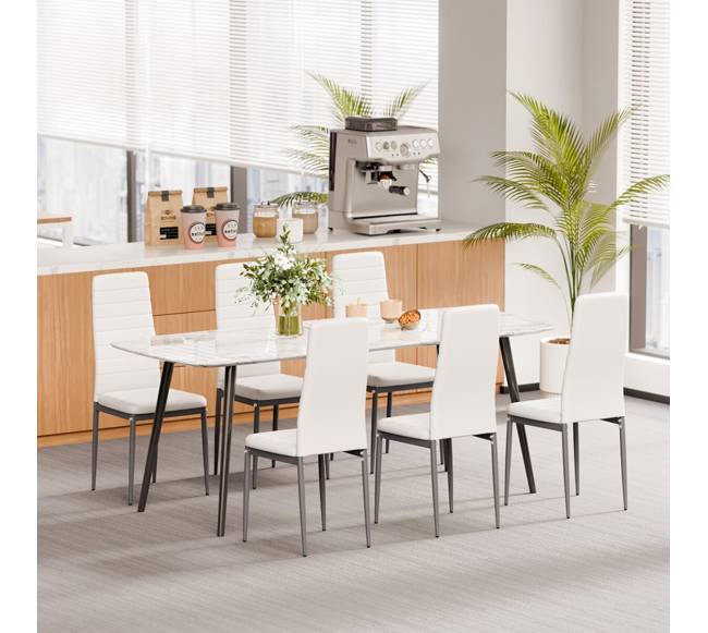 Baltos valgomojo kėdės su paminkštinimu, 6 vnt.7