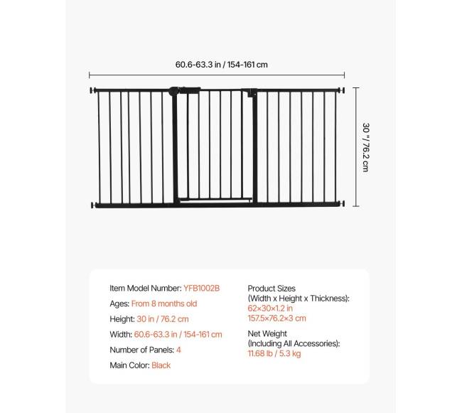 Vaikų ir šunų varteliai, reguliuojamo pločio, juodi6