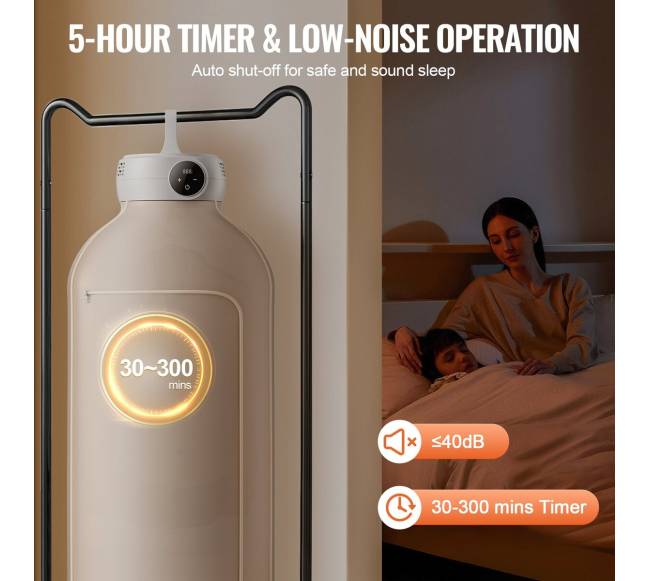 Nešiojama drabužių džiovyklė su PTC šildymu ir LED ekranu4