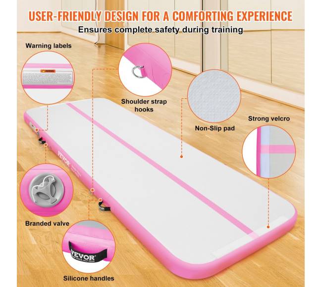 10 pėdų pripučiamas gimnastikos kilimėlis su pompa4
