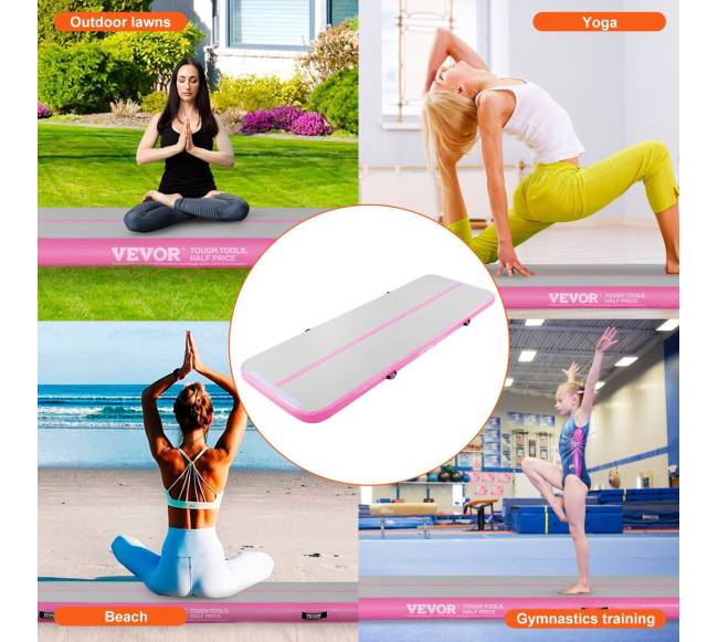 10 pėdų pripučiamas gimnastikos kilimėlis su pompa5