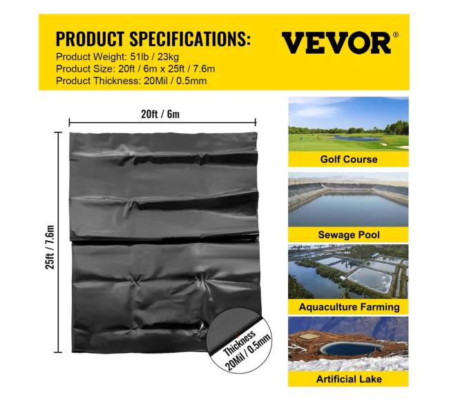 lldpe tvenkinio dangtis 6x7,6 m 0,5 mm6