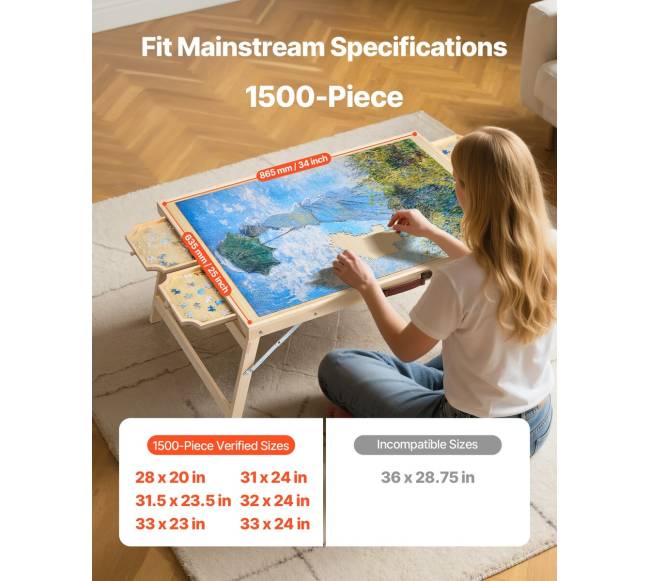 1500 dalių dėlionių lenta su sulankstomomis kojomis2