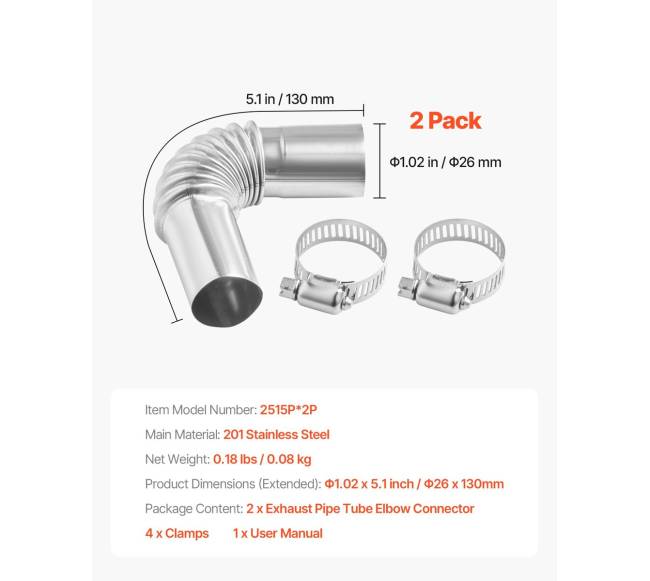 Išmetimo vamzdžio alkūnė dyzeliniams šildytuvams6